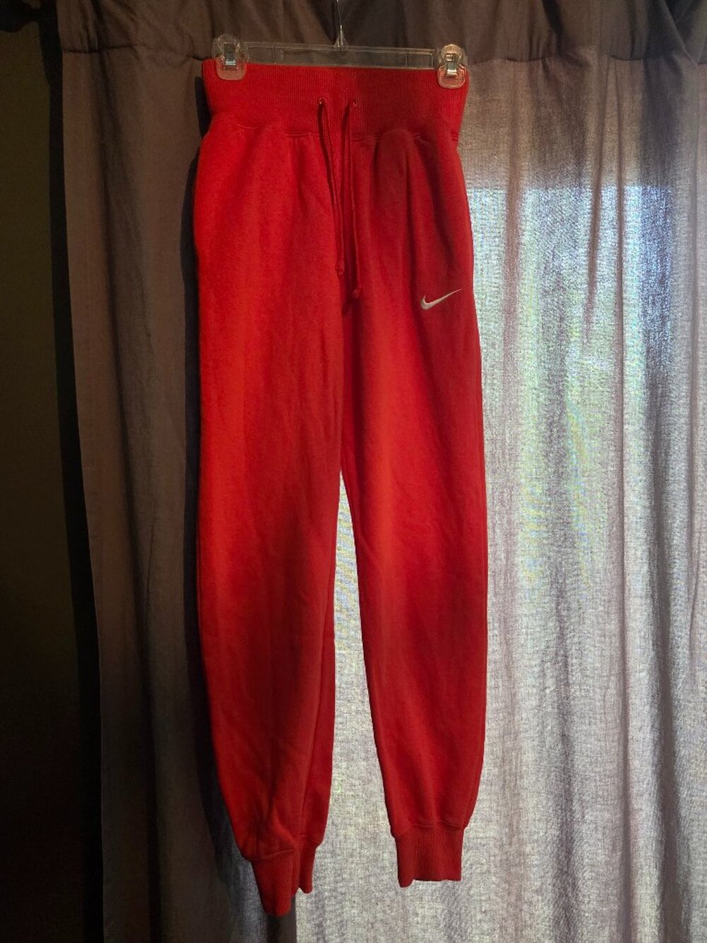 Nike Orange Fleece Joggers with White Swoosh, XS